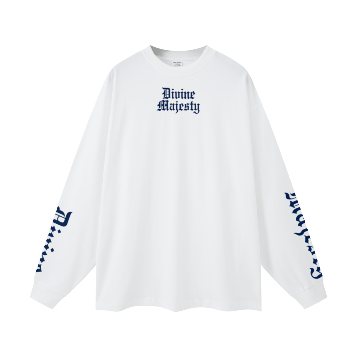 305GSM Unisex Premium Heavyweight Double-Yarn Plain Fabric Earth-Tone Basic Layering Long sleeve White