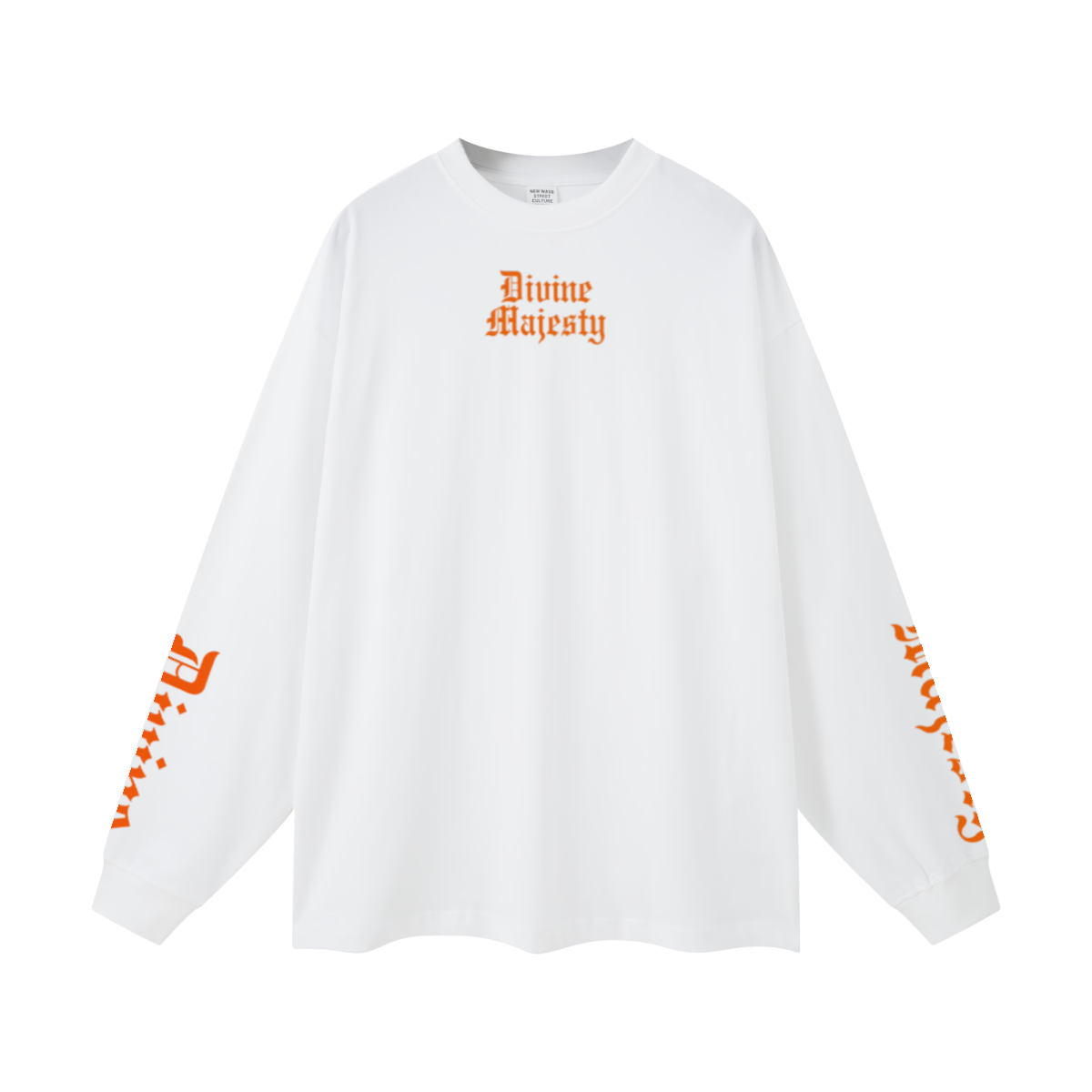 305GSM Unisex Premium Heavyweight Double-Yarn Plain Fabric Earth-Tone Basic Layering Long sleeve White
