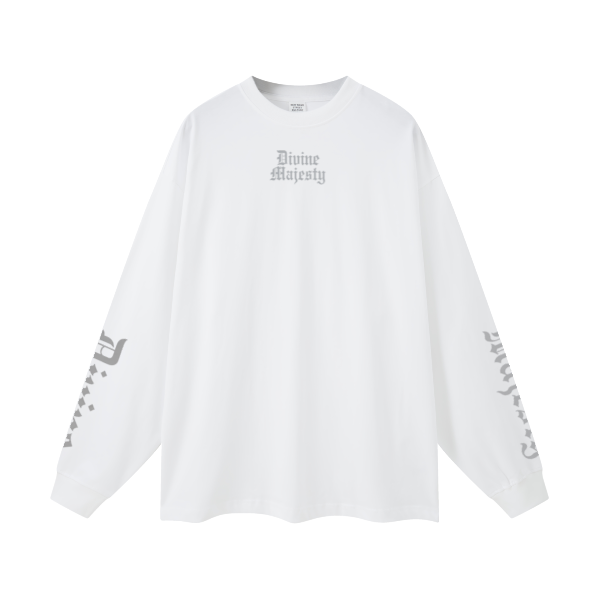 305GSM Unisex Premium Heavyweight Double-Yarn Plain Fabric Earth-Tone Basic Layering Long sleeve White
