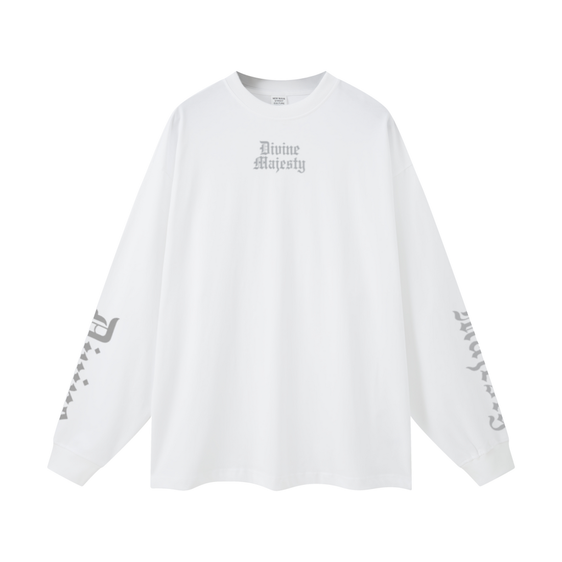 305GSM Unisex Premium Heavyweight Double-Yarn Plain Fabric Earth-Tone Basic Layering Long sleeve White