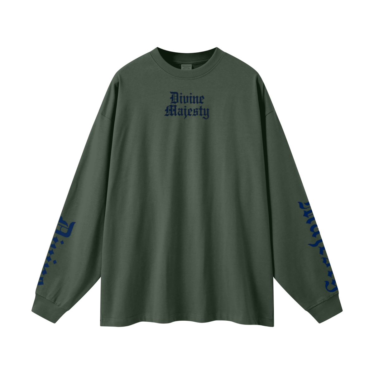 305GSM Unisex Premium Heavyweight Double-Yarn Plain Fabric Earth-Tone Basic Layering Long sleeve Dark Green