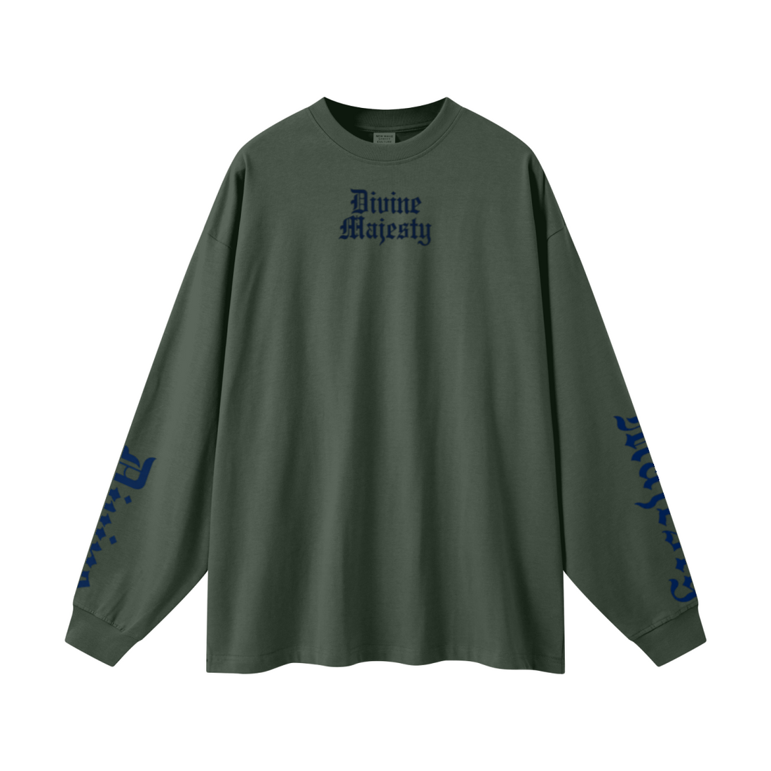 305GSM Unisex Premium Heavyweight Double-Yarn Plain Fabric Earth-Tone Basic Layering Long sleeve Dark Green