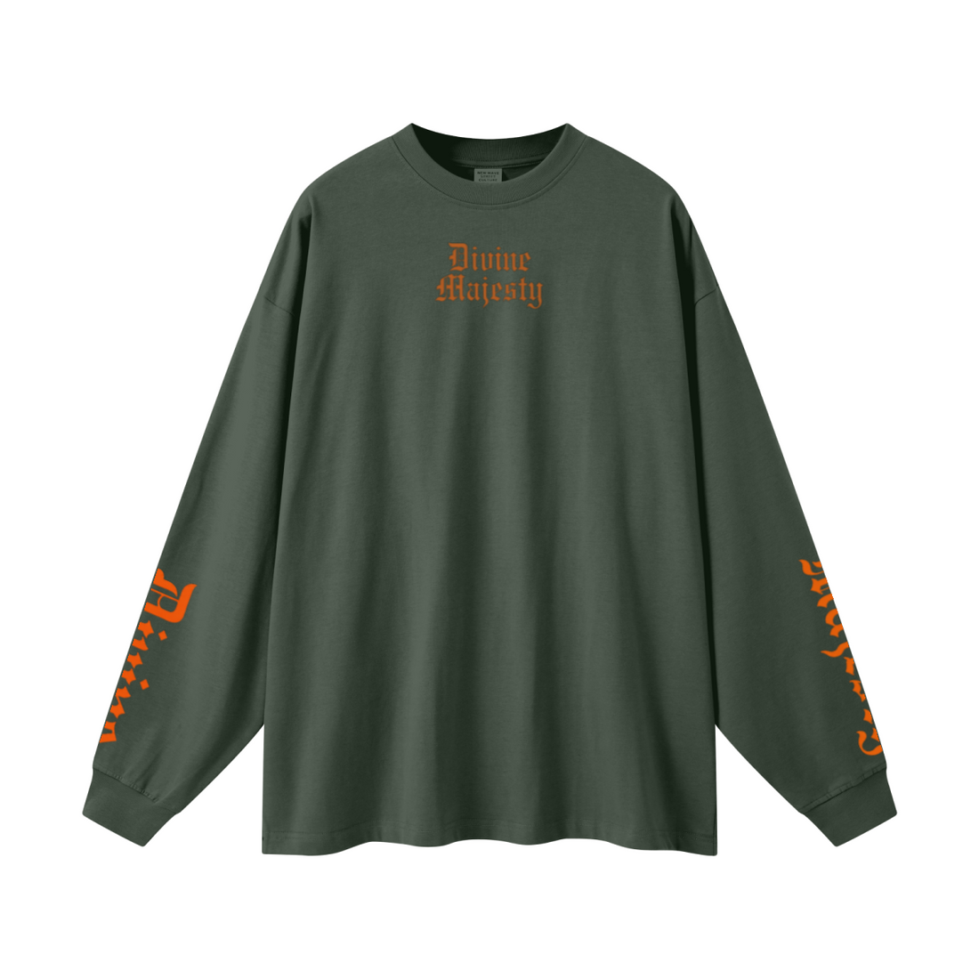 305GSM Unisex Premium Heavyweight Double-Yarn Plain Fabric Earth-Tone Basic Layering Long sleeve Dark Green