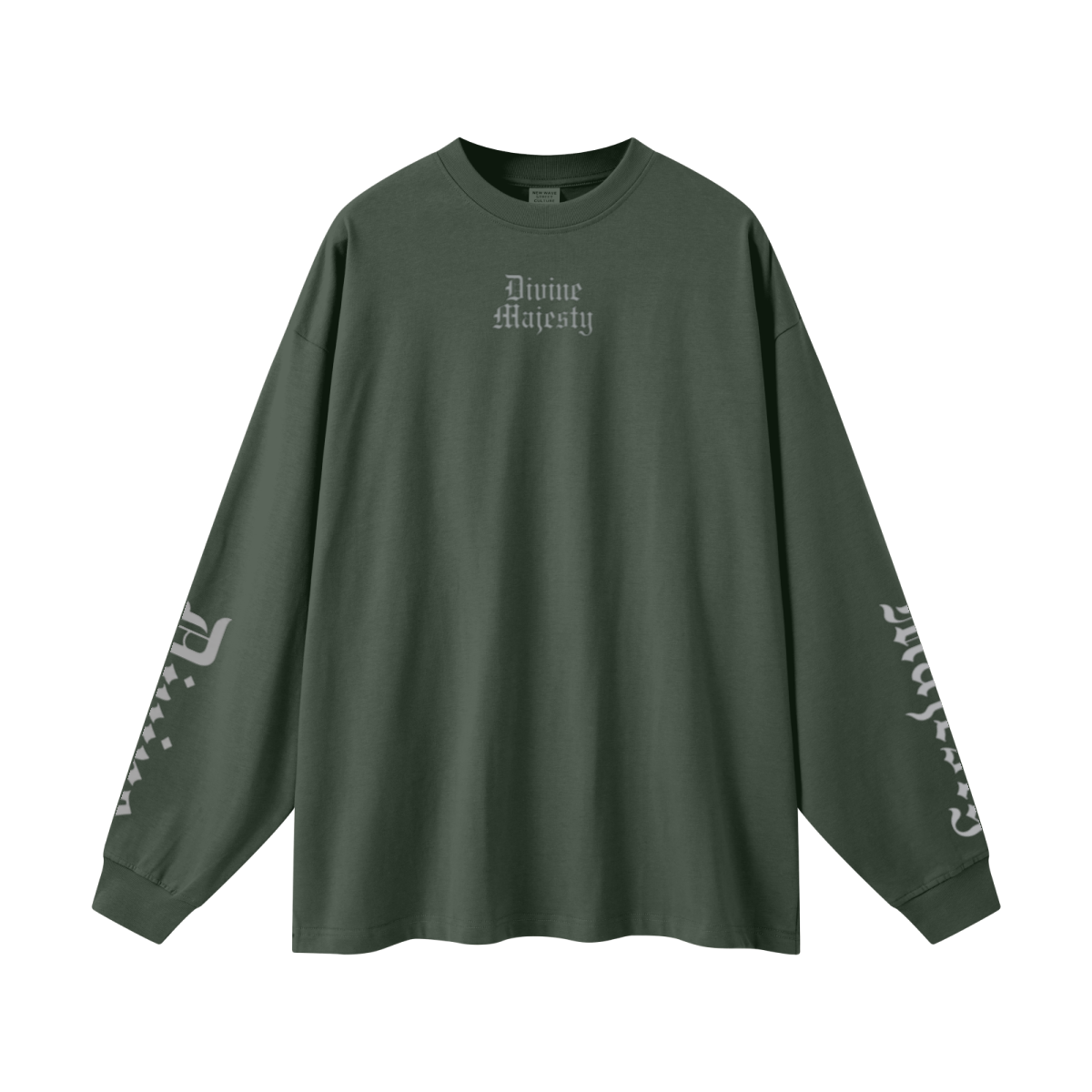 305GSM Unisex Premium Heavyweight Double-Yarn Plain Fabric Earth-Tone Basic Layering Long sleeve Dark Green