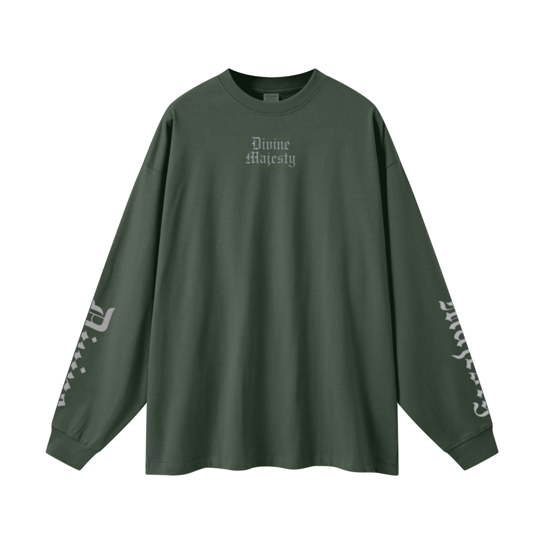 305GSM Unisex Premium Heavyweight Double-Yarn Plain Fabric Earth-Tone Basic Layering Long sleeve Dark Green