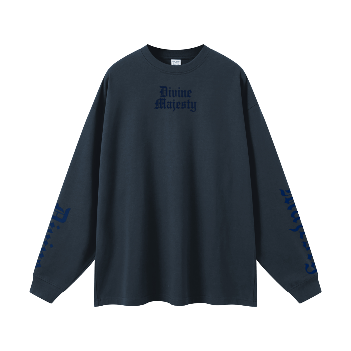 305GSM Unisex Premium Heavyweight Double-Yarn Plain Fabric Earth-Tone Basic Layering Long sleeve Navy Blue
