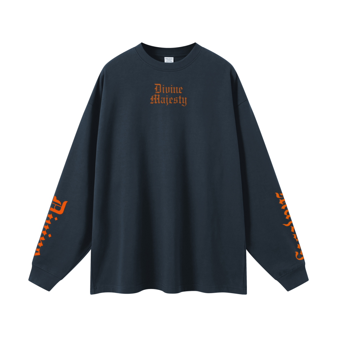 305GSM Unisex Premium Heavyweight Double-Yarn Plain Fabric Earth-Tone Basic Layering Long sleeve Navy Blue