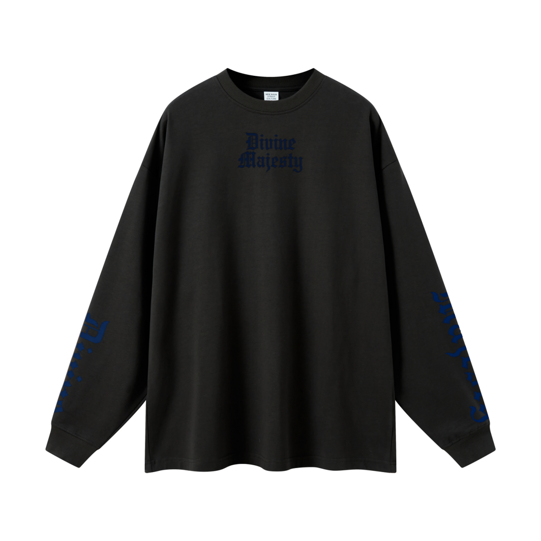 305GSM Unisex Premium Heavyweight Double-Yarn Plain Fabric Earth-Tone Basic Layering Long sleeve Black