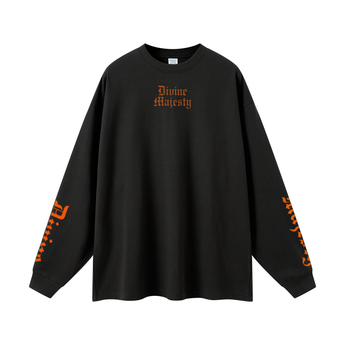 305GSM Unisex Premium Heavyweight Double-Yarn Plain Fabric Earth-Tone Basic Layering Long sleeve Black