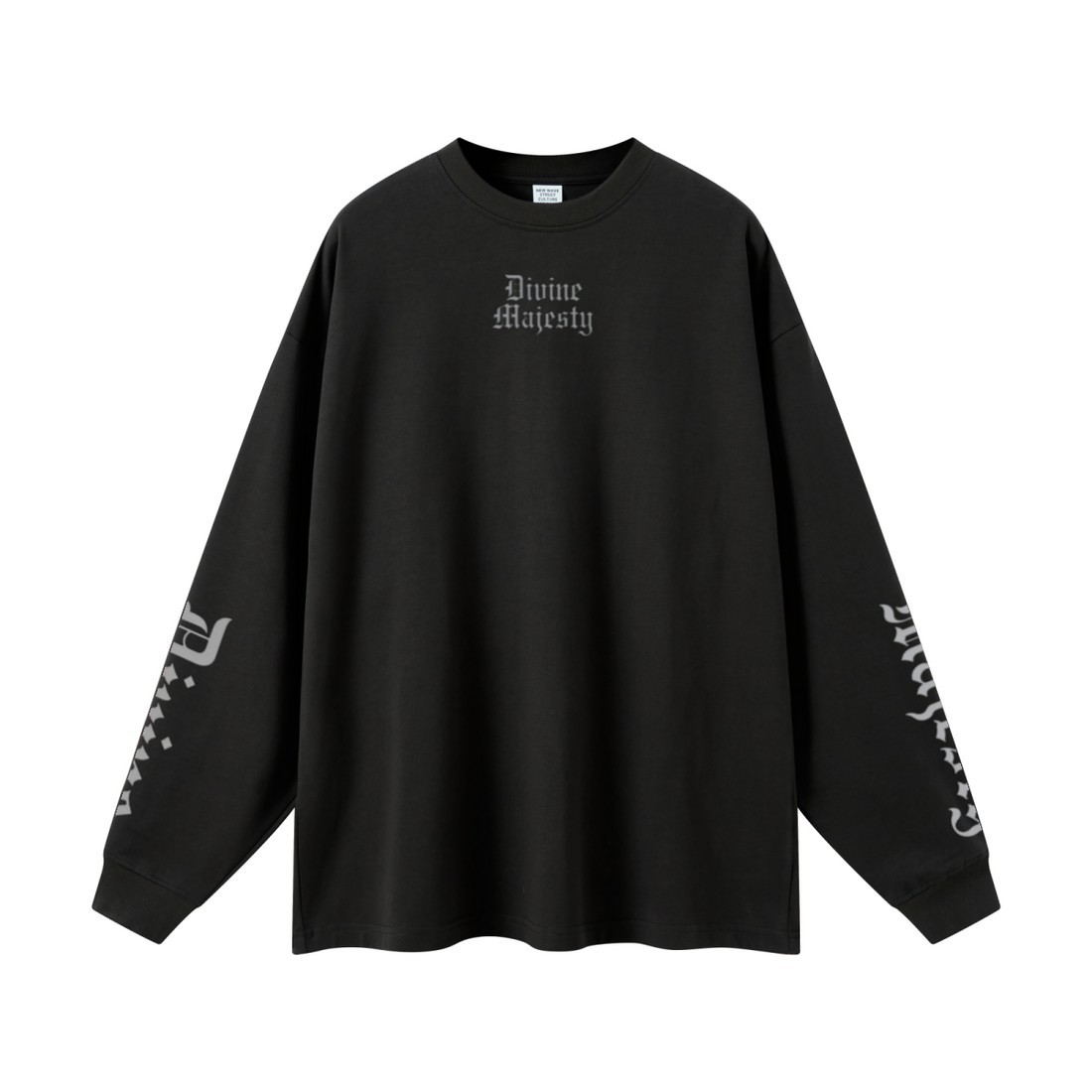 305GSM Unisex Premium Heavyweight Double-Yarn Plain Fabric Earth-Tone Basic Layering Long sleeve Black
