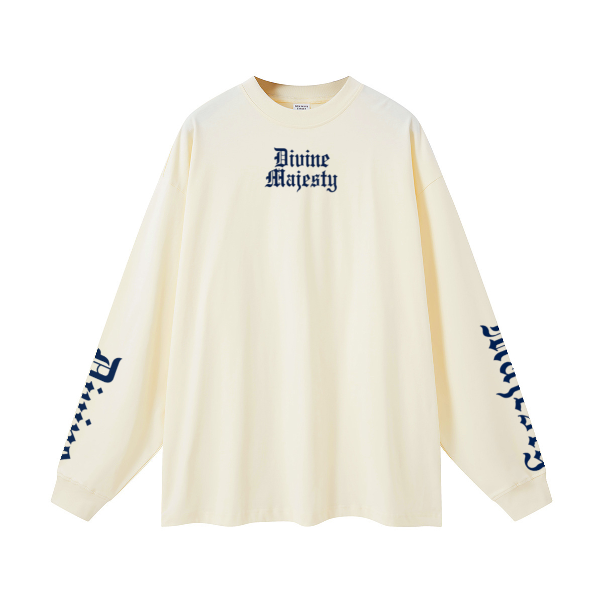 305GSM Unisex Premium Heavyweight Double-Yarn Plain Fabric Earth-Tone Basic Layering Long sleeve Milk Tea White