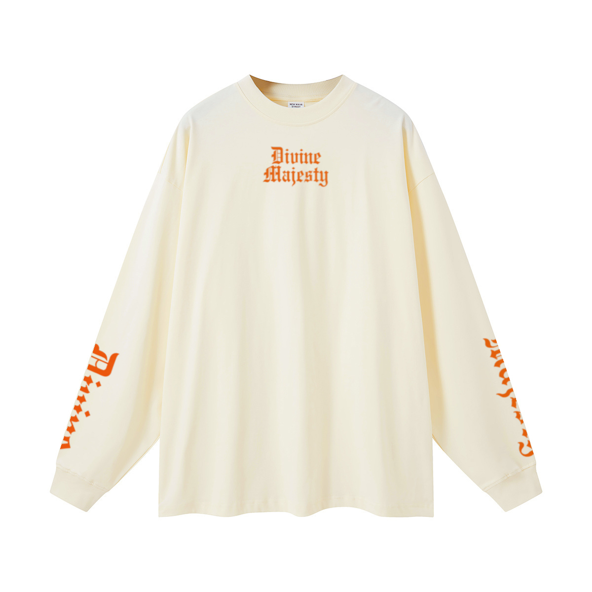 305GSM Unisex Premium Heavyweight Double-Yarn Plain Fabric Earth-Tone Basic Layering Long sleeve Milk Tea White