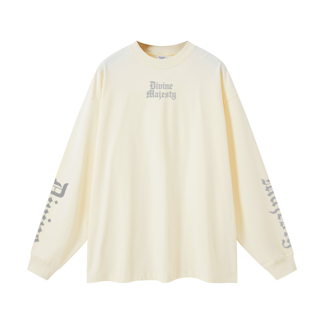 305GSM Unisex Premium Heavyweight Double-Yarn Plain Fabric Earth-Tone Basic Layering Long sleeve Milk Tea White