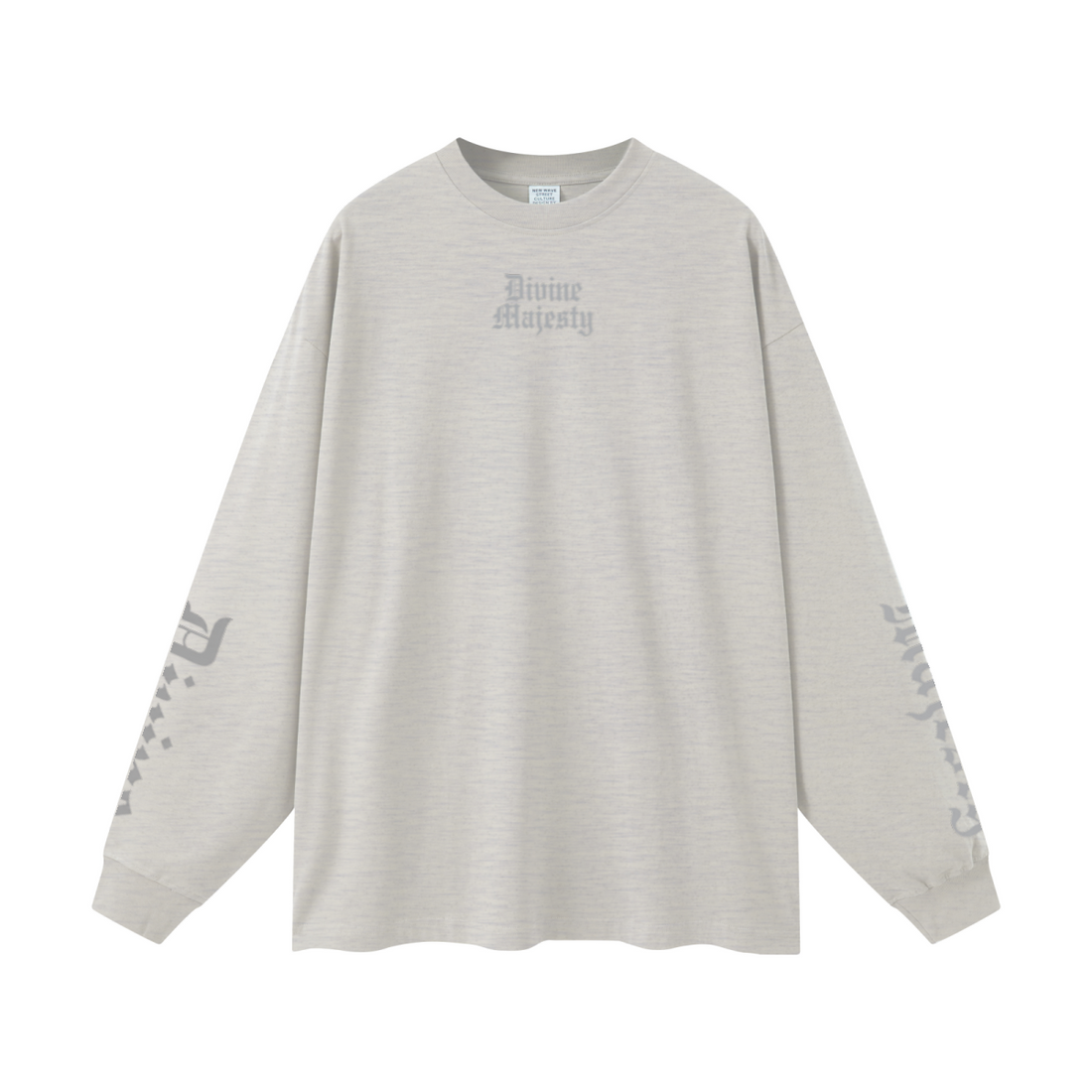 305GSM Unisex Premium Heavyweight Double-Yarn Plain Fabric Earth-Tone Basic Layering Long sleeve Oatmeal Grey