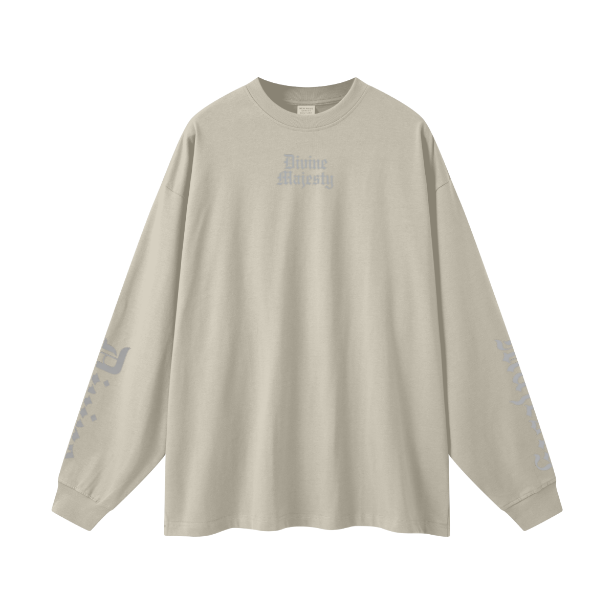 305GSM Unisex Premium Heavyweight Double-Yarn Plain Fabric Earth-Tone Basic Layering Long sleeve Sand