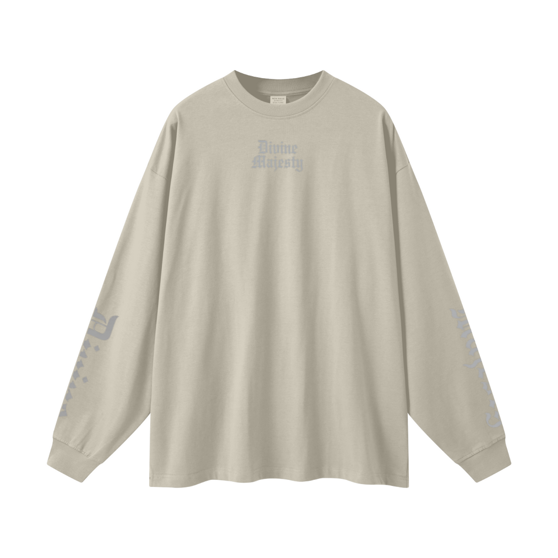 305GSM Unisex Premium Heavyweight Double-Yarn Plain Fabric Earth-Tone Basic Layering Long sleeve Sand