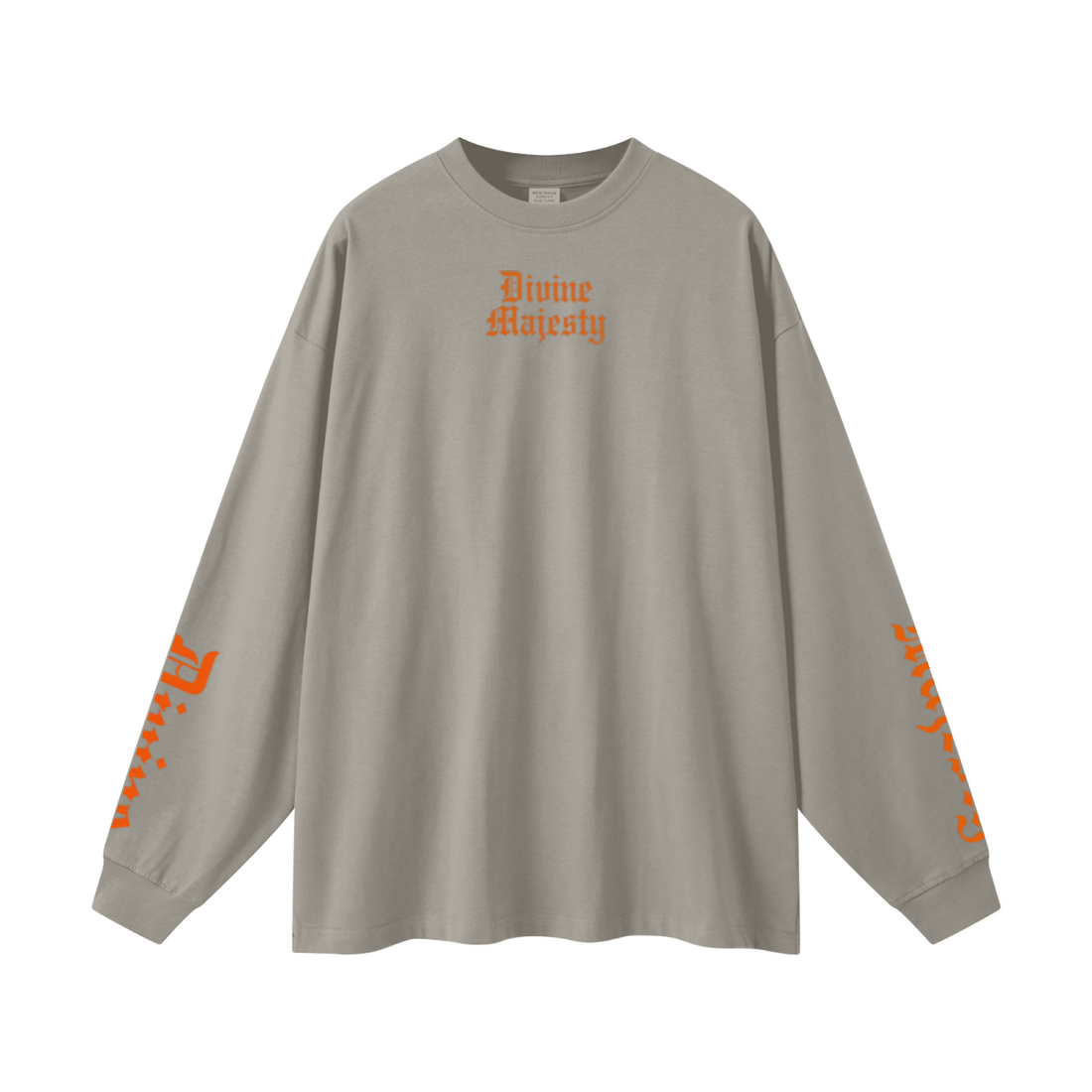 305GSM Unisex Premium Heavyweight Double-Yarn Plain Fabric Earth-Tone Basic Layering Long sleeve Grey Camel