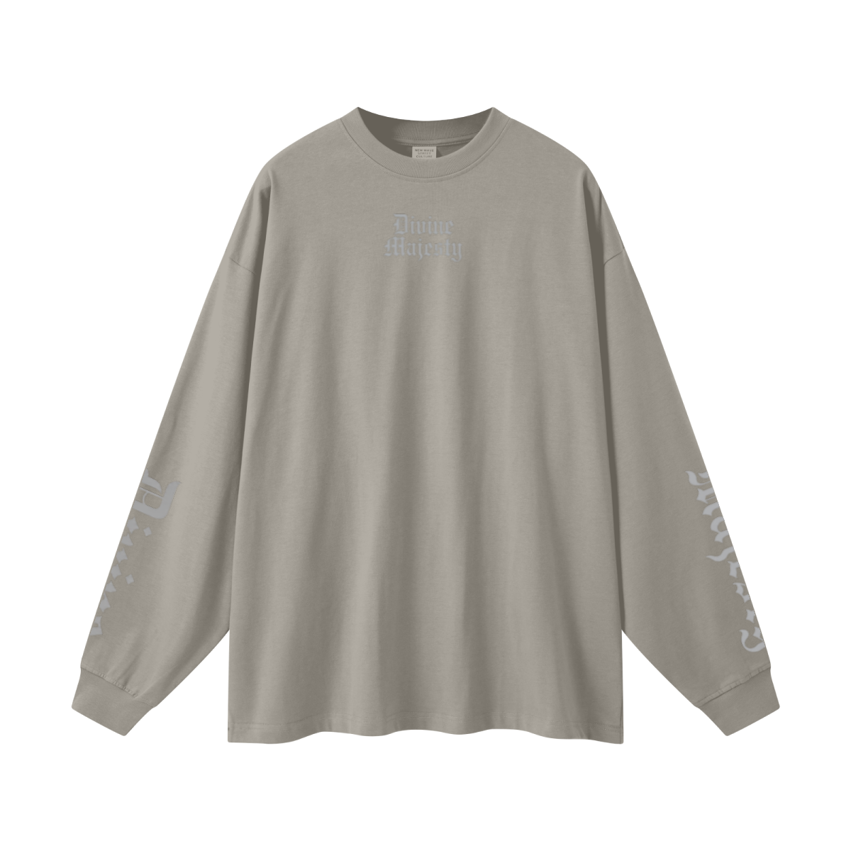 305GSM Unisex Premium Heavyweight Double-Yarn Plain Fabric Earth-Tone Basic Layering Long sleeve Grey Camel