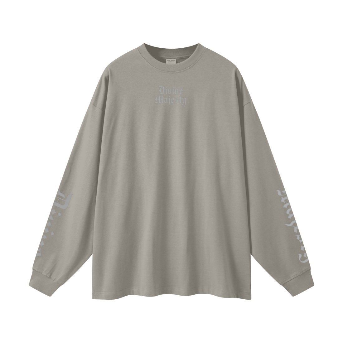 305GSM Unisex Premium Heavyweight Double-Yarn Plain Fabric Earth-Tone Basic Layering Long sleeve Grey Camel