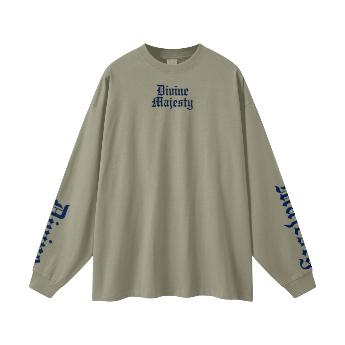 305GSM Unisex Premium Heavyweight Double-Yarn Plain Fabric Earth-Tone Basic Layering Long sleeve Grey Green