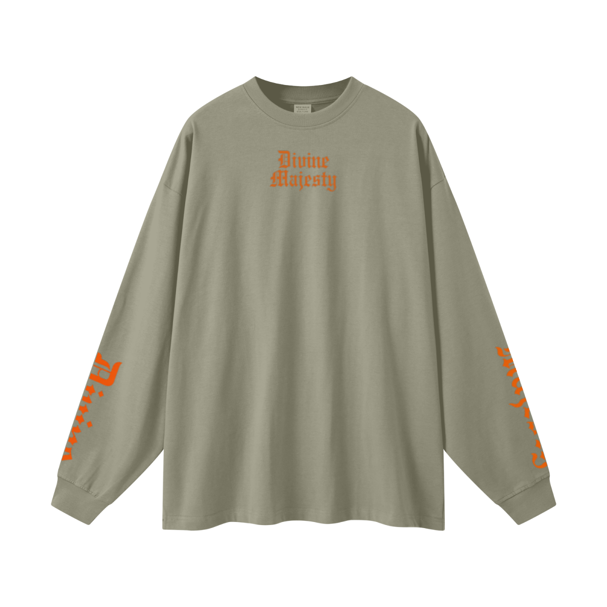 305GSM Unisex Premium Heavyweight Double-Yarn Plain Fabric Earth-Tone Basic Layering Long sleeve Grey Green