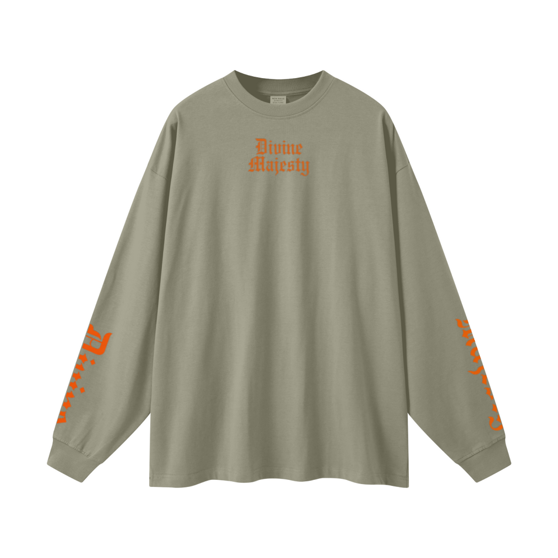 305GSM Unisex Premium Heavyweight Double-Yarn Plain Fabric Earth-Tone Basic Layering Long sleeve Grey Green
