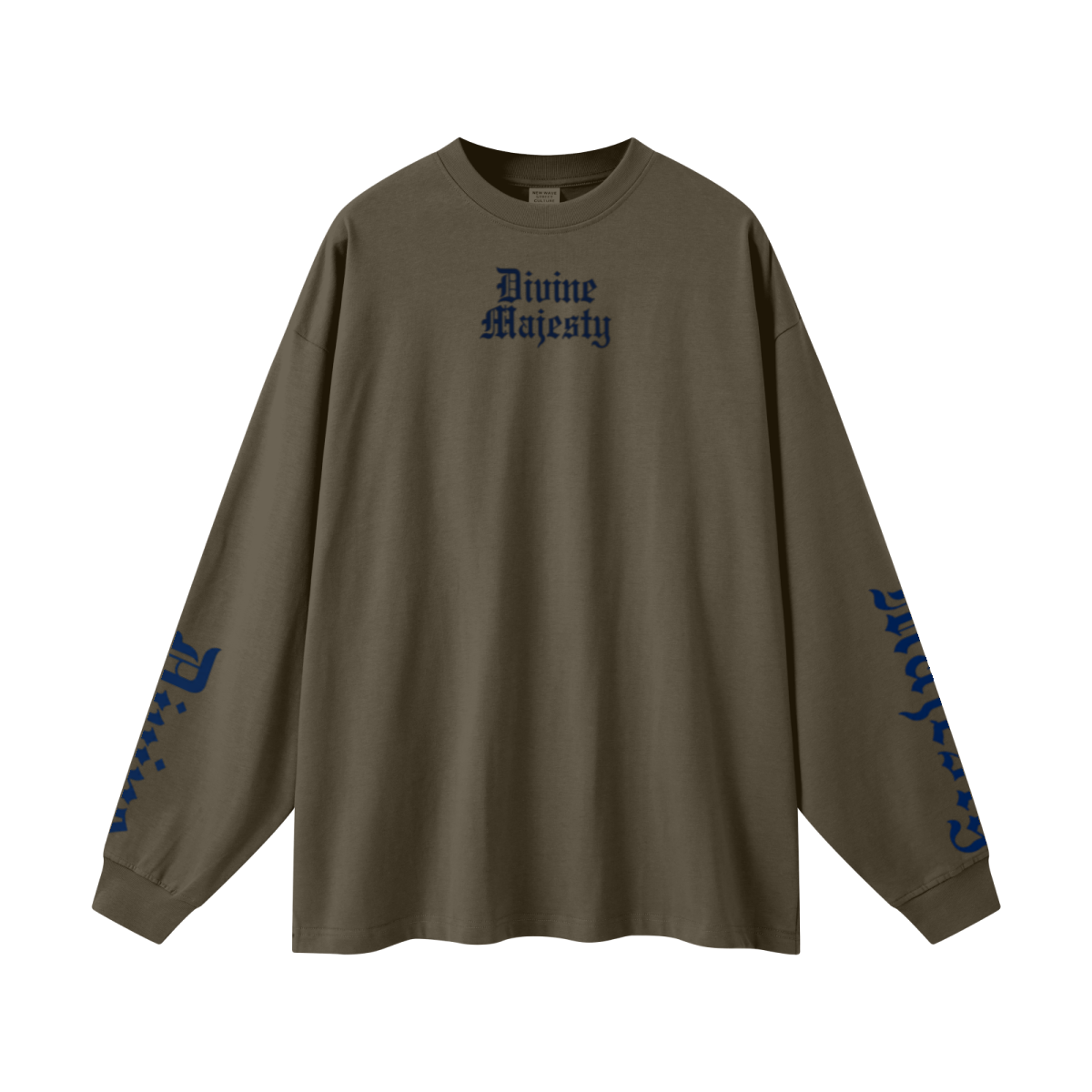 305GSM Unisex Premium Heavyweight Double-Yarn Plain Fabric Earth-Tone Basic Layering Long sleeve Brown