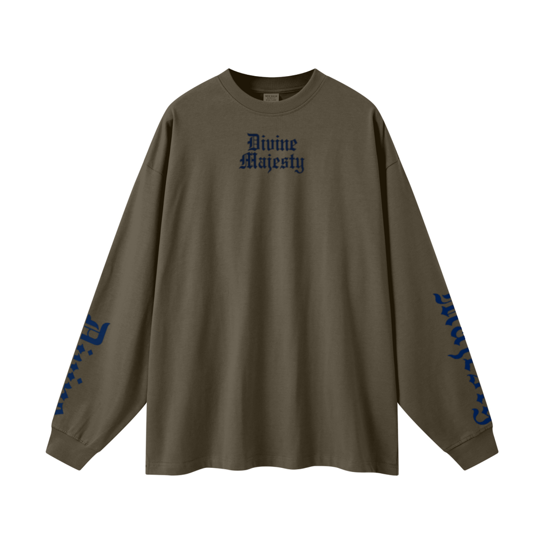 305GSM Unisex Premium Heavyweight Double-Yarn Plain Fabric Earth-Tone Basic Layering Long sleeve Brown