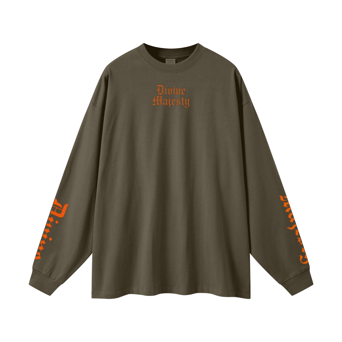 305GSM Unisex Premium Heavyweight Double-Yarn Plain Fabric Earth-Tone Basic Layering Long sleeve Brown