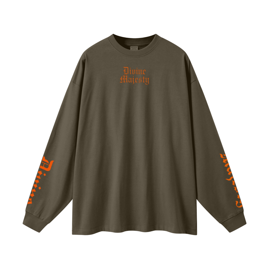 305GSM Unisex Premium Heavyweight Double-Yarn Plain Fabric Earth-Tone Basic Layering Long sleeve Brown