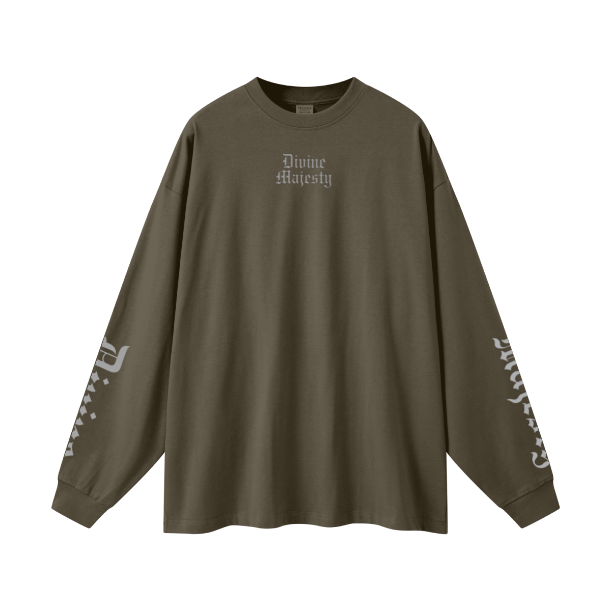 305GSM Unisex Premium Heavyweight Double-Yarn Plain Fabric Earth-Tone Basic Layering Long sleeve Brown