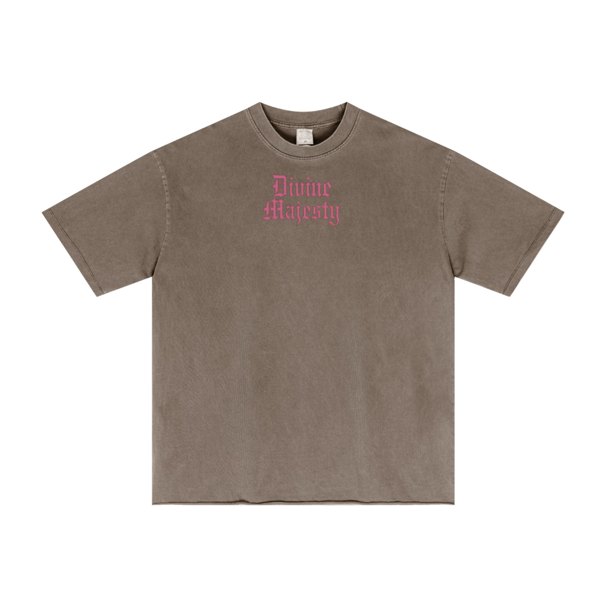 275GSM Women's Double-Yarn Raw-Edge Pigment-Wash T-Shirt Brown