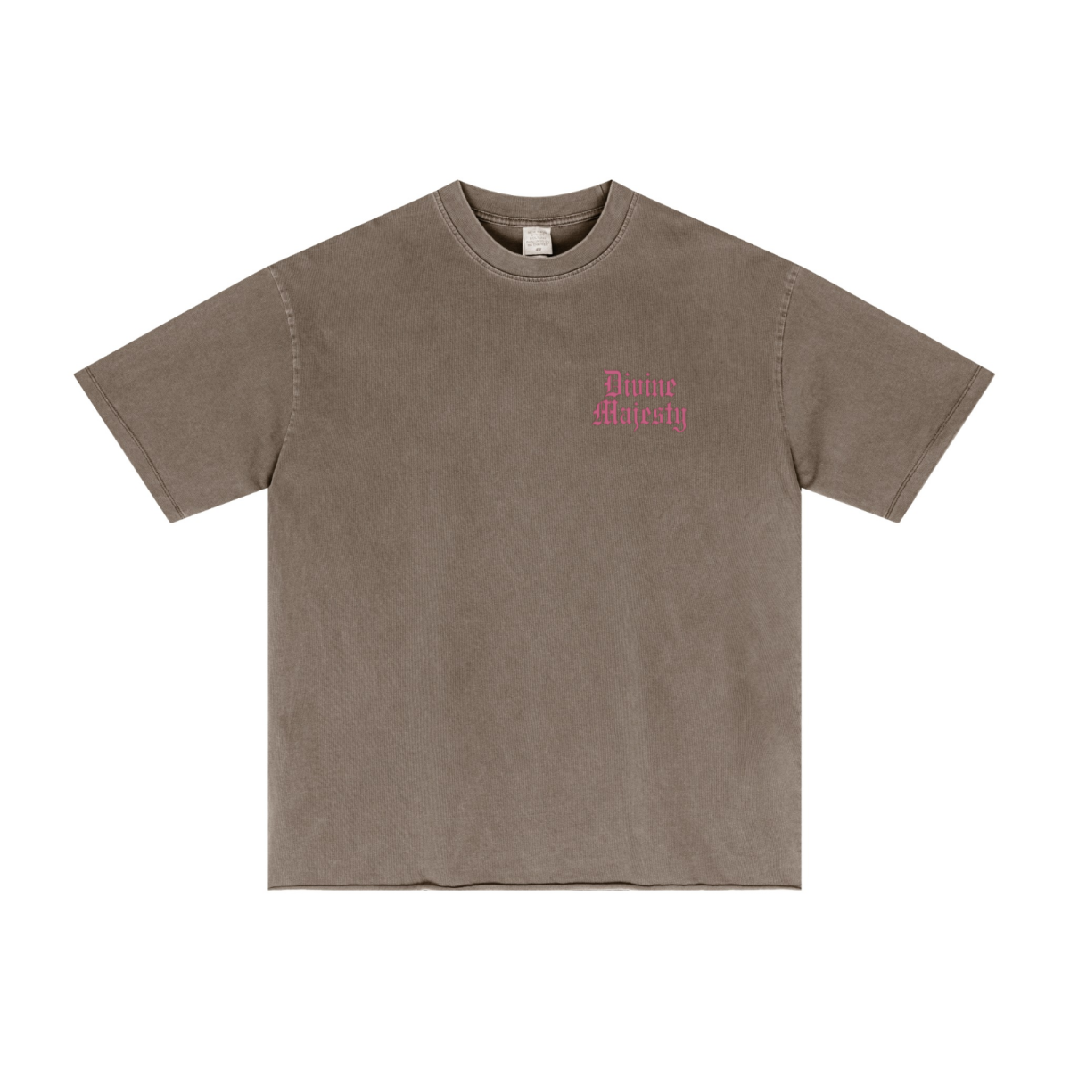 275GSM Women's Double-Yarn Raw-Edge Pigment-Wash T-Shirt Brown