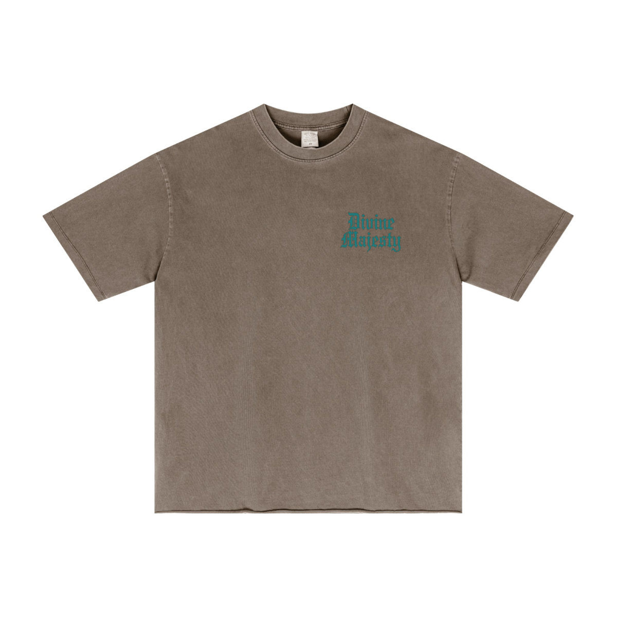275GSM Women's Double-Yarn Raw-Edge Pigment-Wash T-Shirt Brown