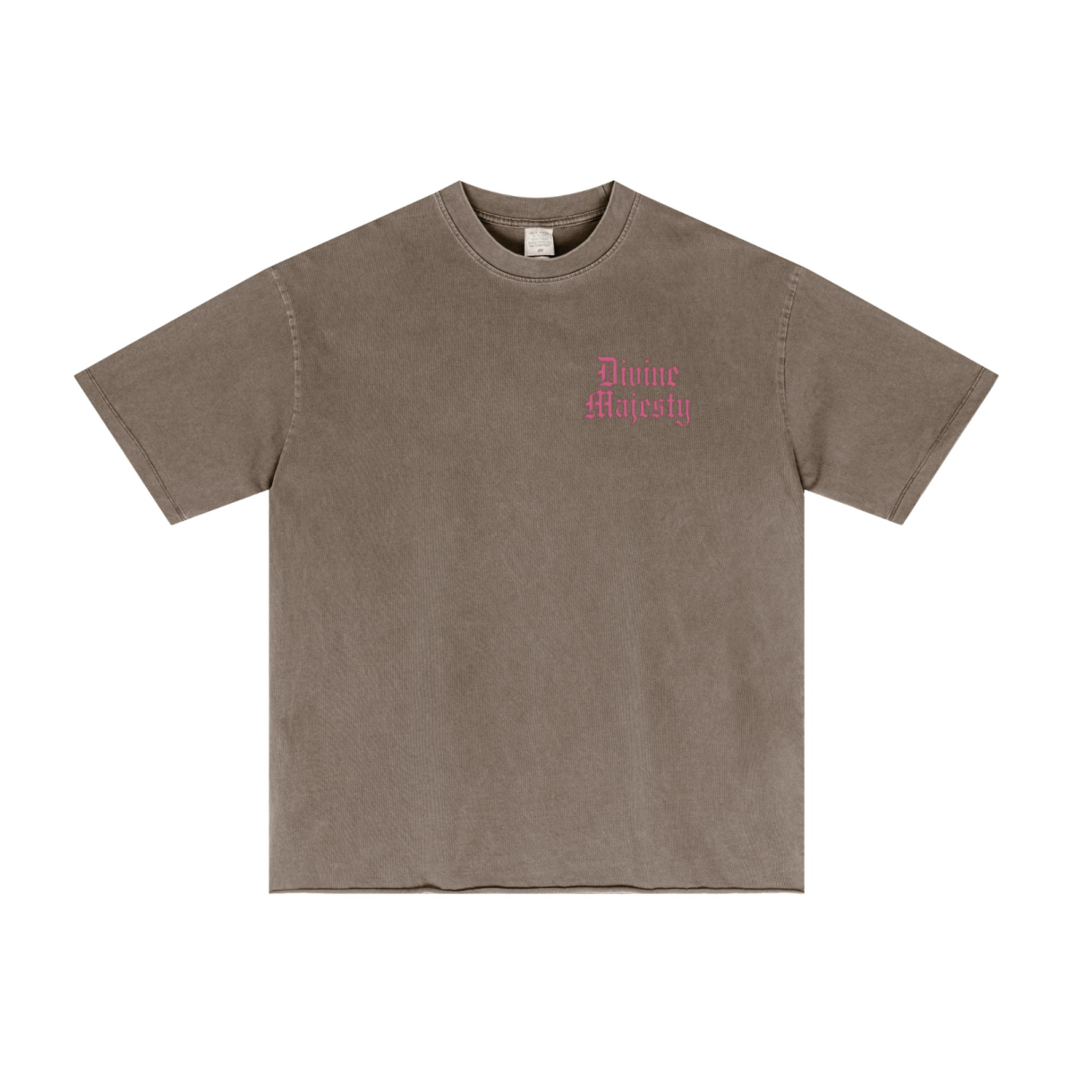 275GSM Women's Double-Yarn Raw-Edge Pigment-Wash T-Shirt Brown