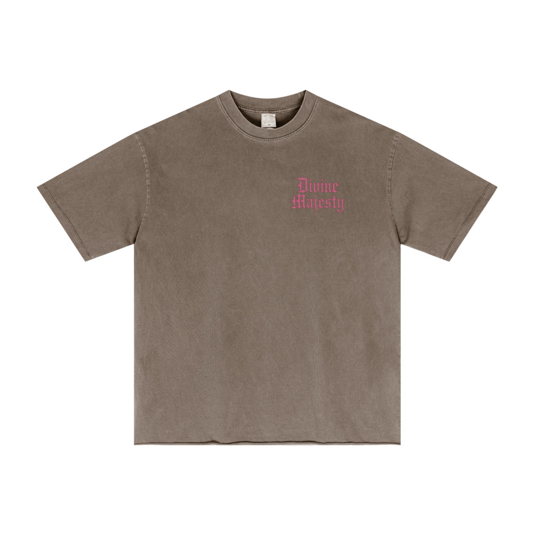 275GSM Women's Double-Yarn Raw-Edge Pigment-Wash T-Shirt Brown