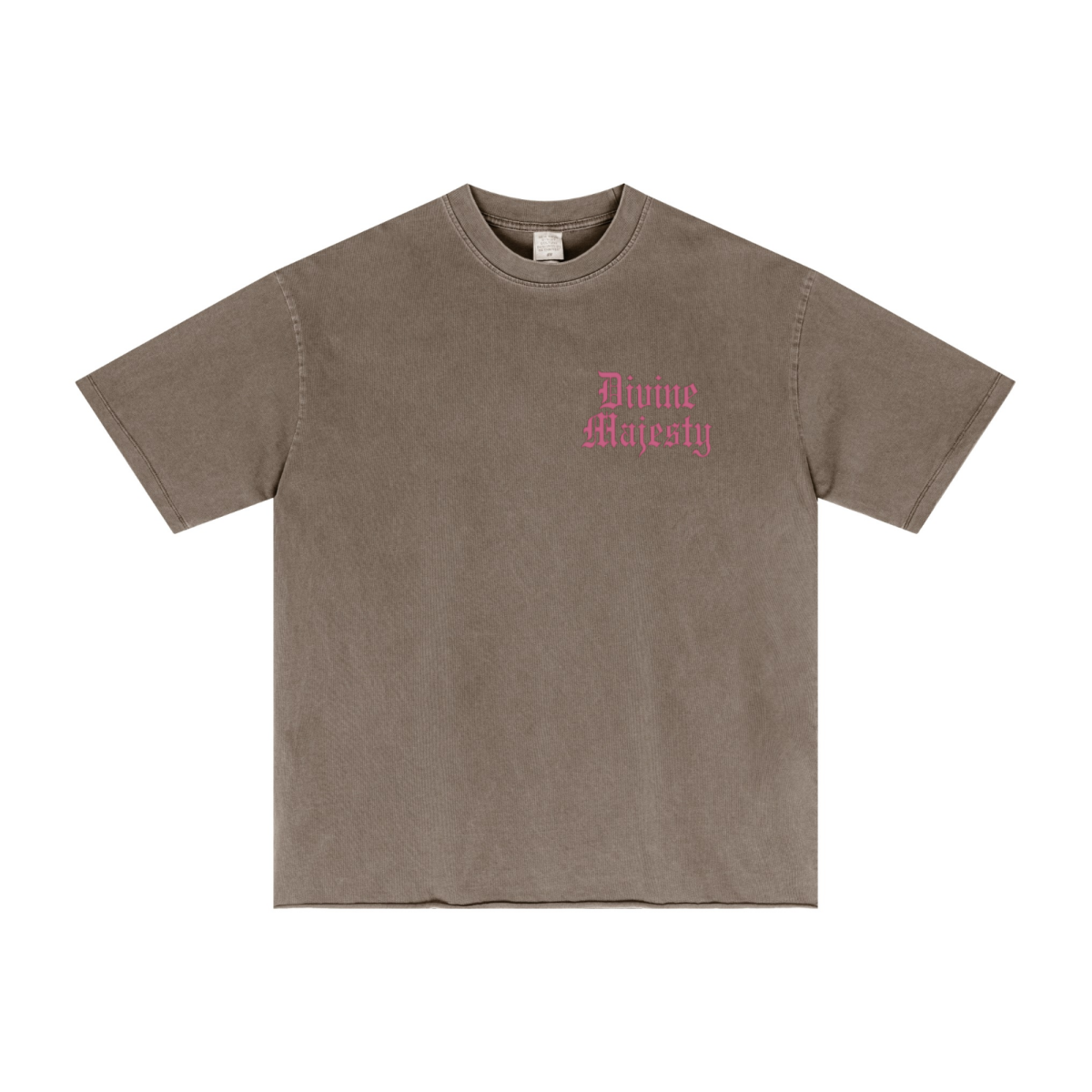 275GSM Women's Double-Yarn Raw-Edge Pigment-Wash T-Shirt Brown