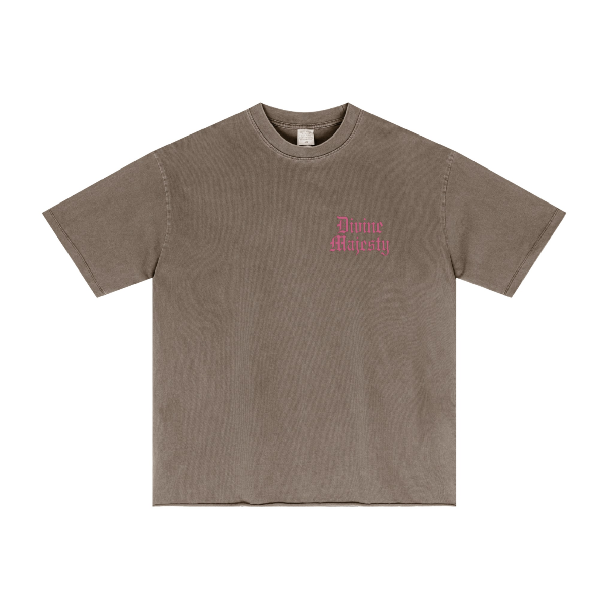 275GSM Women's Double-Yarn Raw-Edge Pigment-Wash T-Shirt Brown