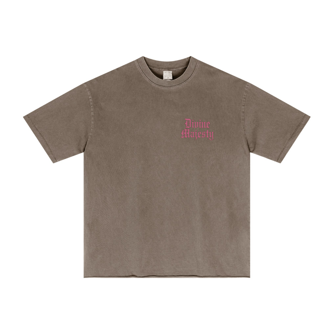 275GSM Women's Double-Yarn Raw-Edge Pigment-Wash T-Shirt Brown