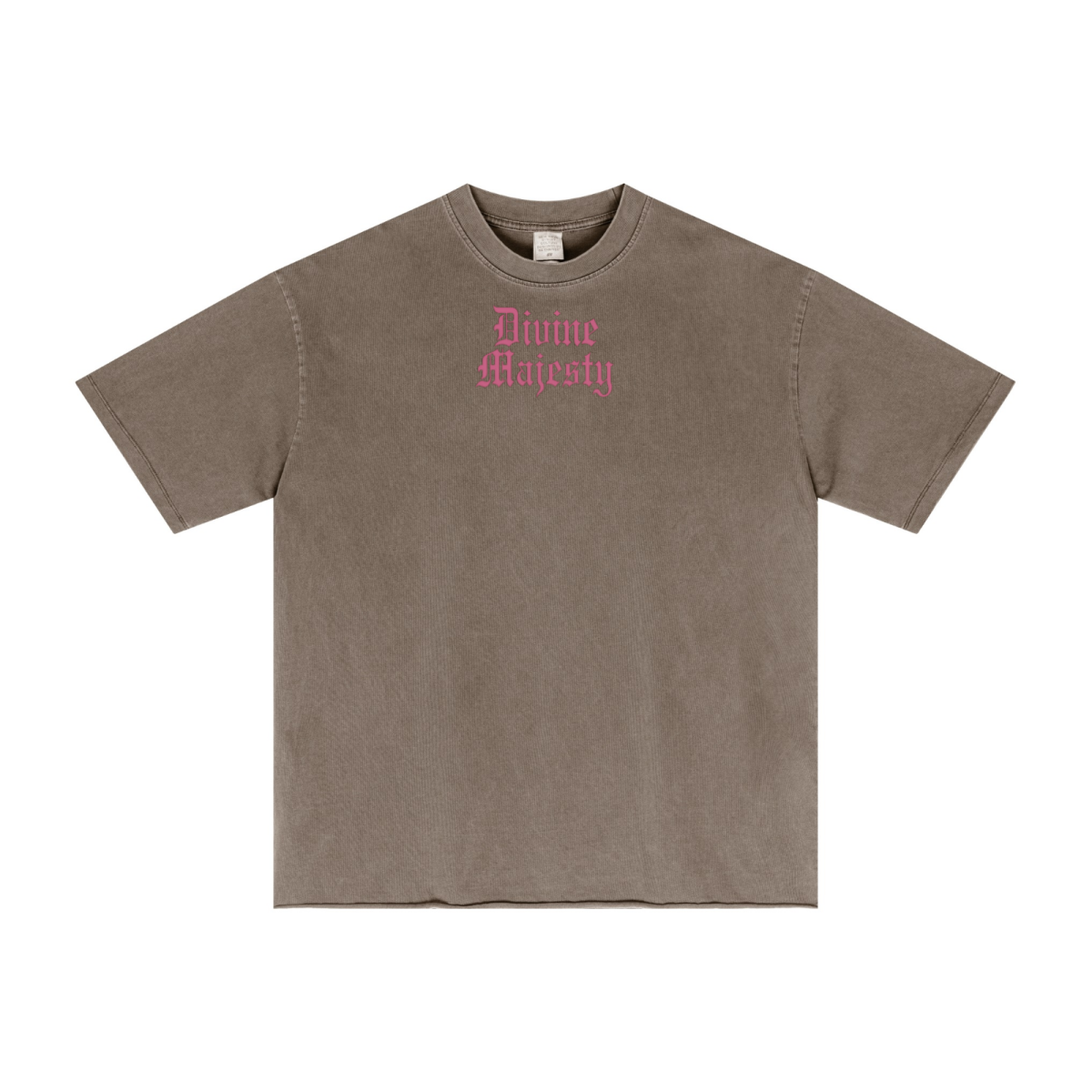 275GSM Women's Double-Yarn Raw-Edge Pigment-Wash T-Shirt Brown