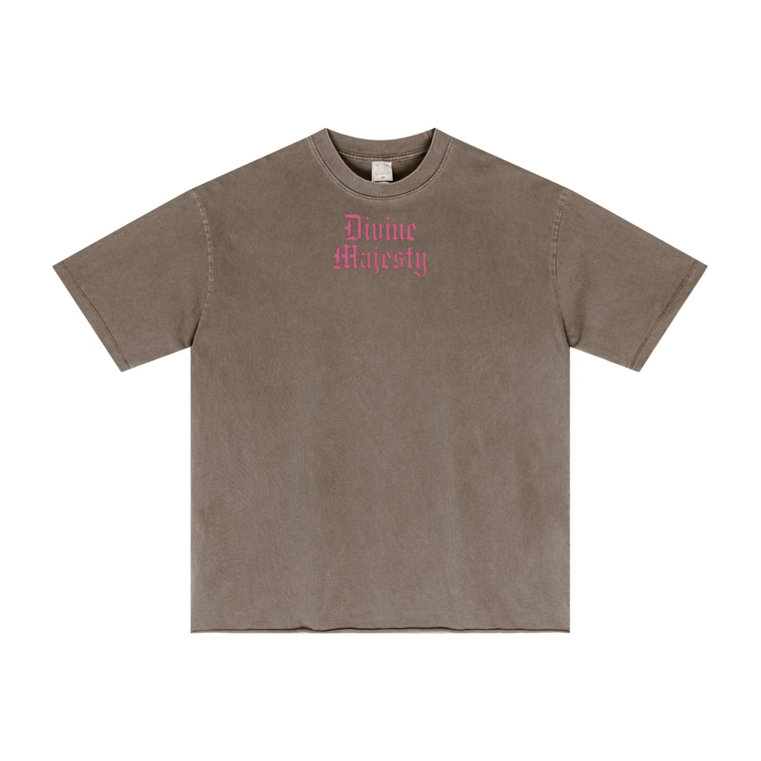 275GSM Women's Double-Yarn Raw-Edge Pigment-Wash T-Shirt Brown