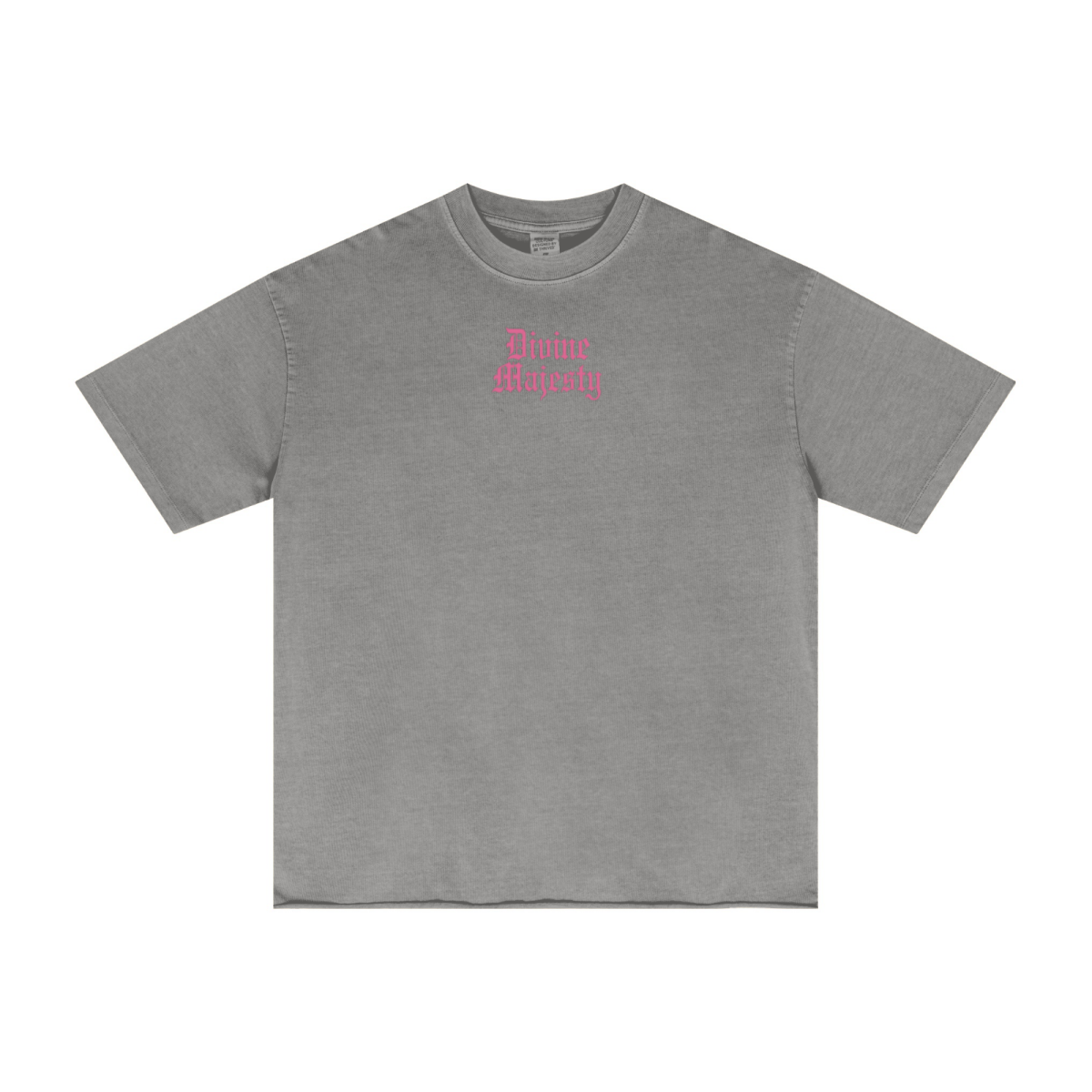 275GSM Women's Double-Yarn Raw-Edge Pigment-Wash T-Shirt Light grey