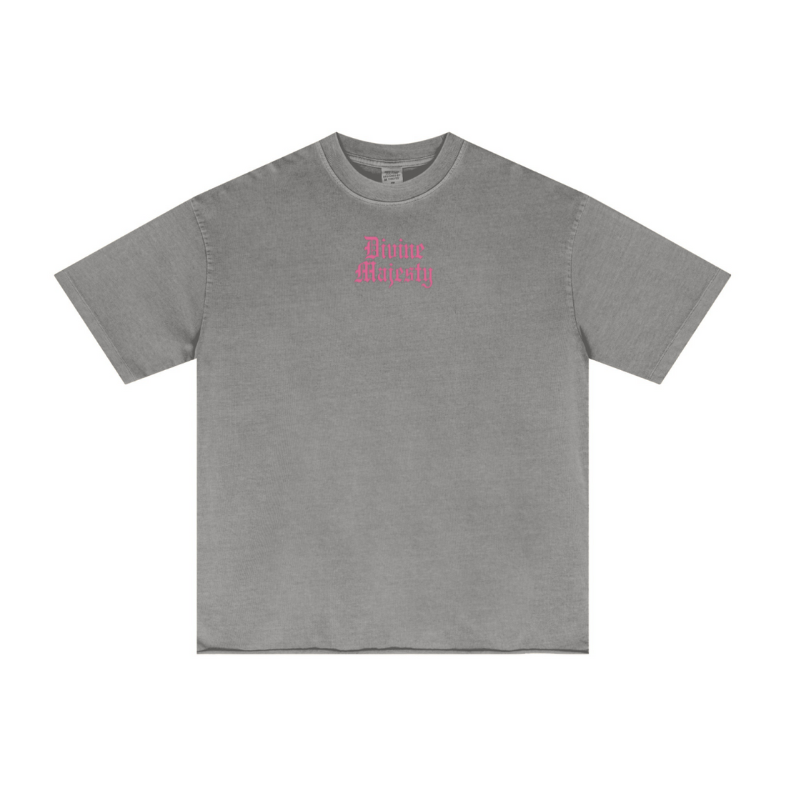 275GSM Women's Double-Yarn Raw-Edge Pigment-Wash T-Shirt Light grey