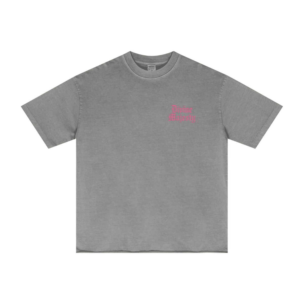 275GSM Women's Double-Yarn Raw-Edge Pigment-Wash T-Shirt Light grey
