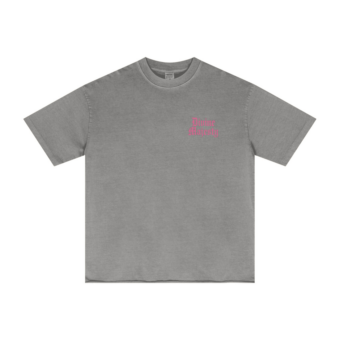 275GSM Women's Double-Yarn Raw-Edge Pigment-Wash T-Shirt Light grey