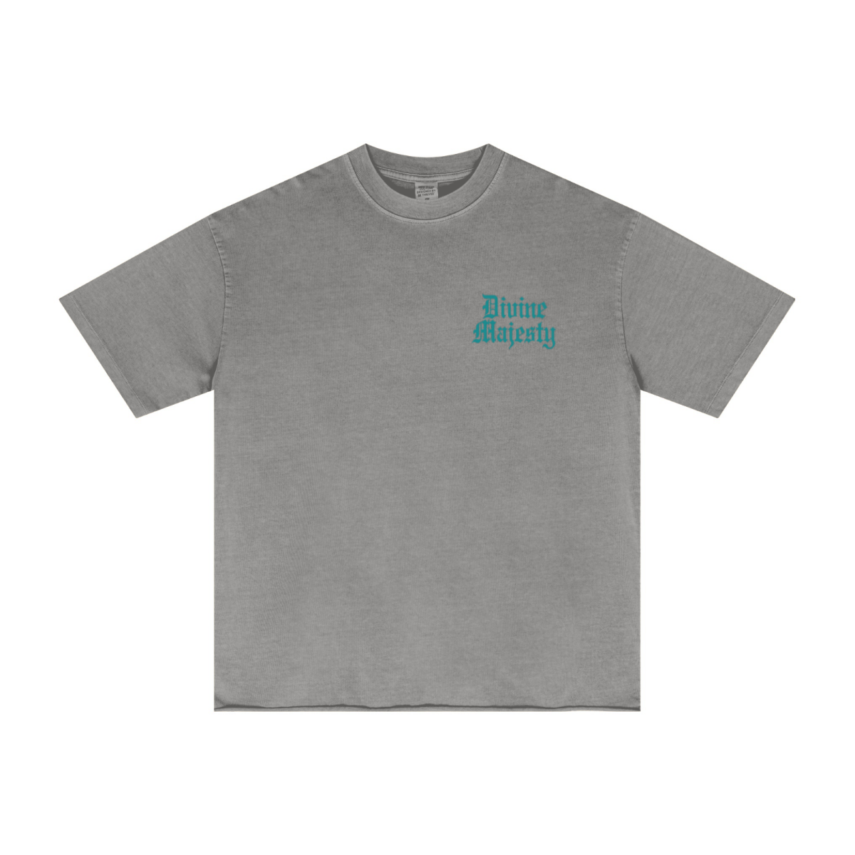 275GSM Women's Double-Yarn Raw-Edge Pigment-Wash T-Shirt Light grey