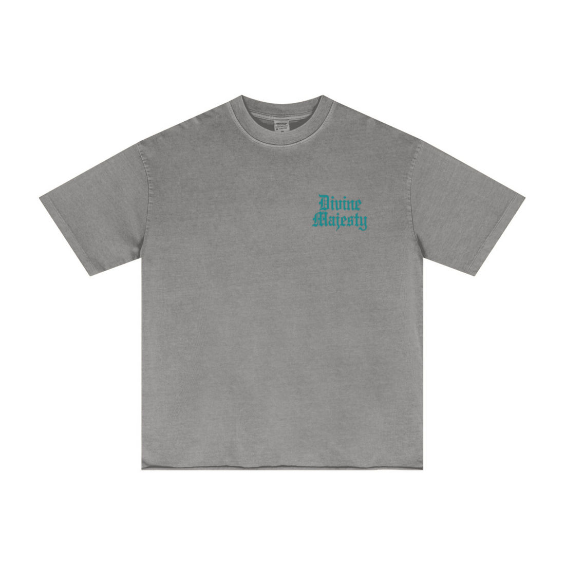 275GSM Women's Double-Yarn Raw-Edge Pigment-Wash T-Shirt Light grey