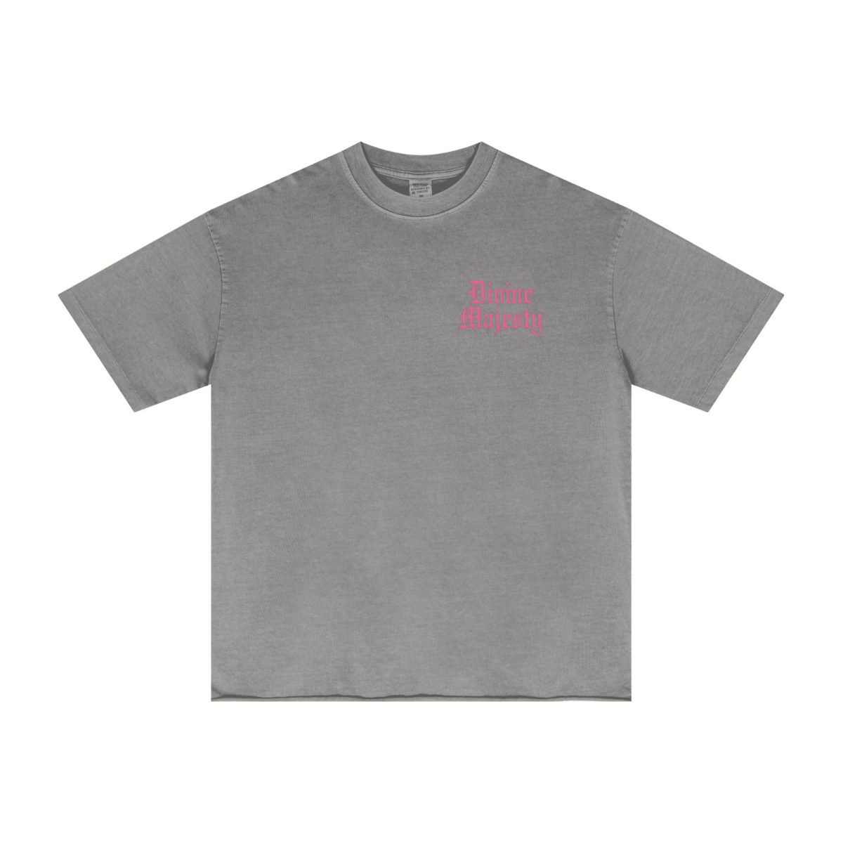 275GSM Women's Double-Yarn Raw-Edge Pigment-Wash T-Shirt Light grey
