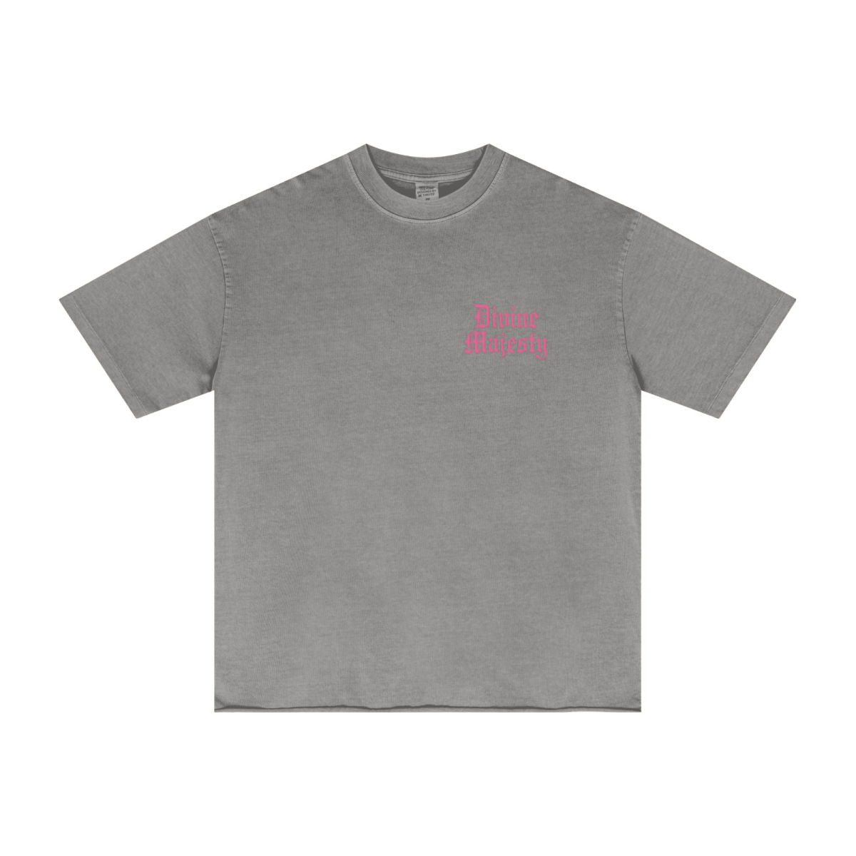 275GSM Women's Double-Yarn Raw-Edge Pigment-Wash T-Shirt Light grey