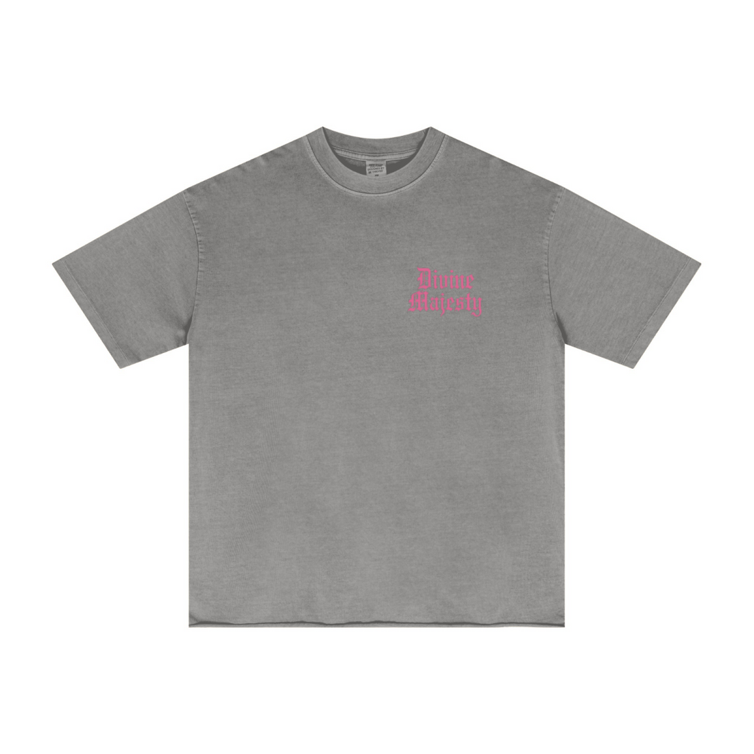 275GSM Women's Double-Yarn Raw-Edge Pigment-Wash T-Shirt Light grey
